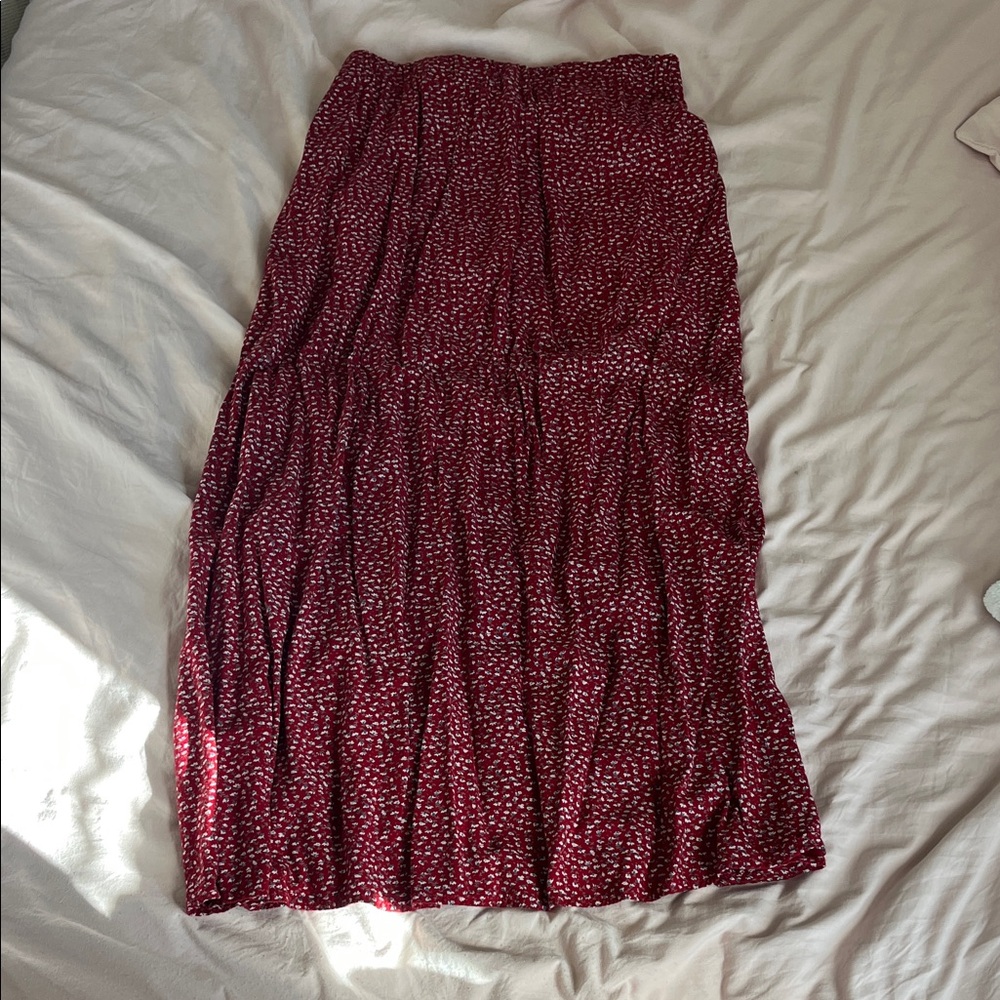 Brandy Melville Burgundy Patterned Maxi Skirt